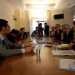 Alcuni delegati in riunione con i deputati e i senatori del Movimento 5 Stelle.